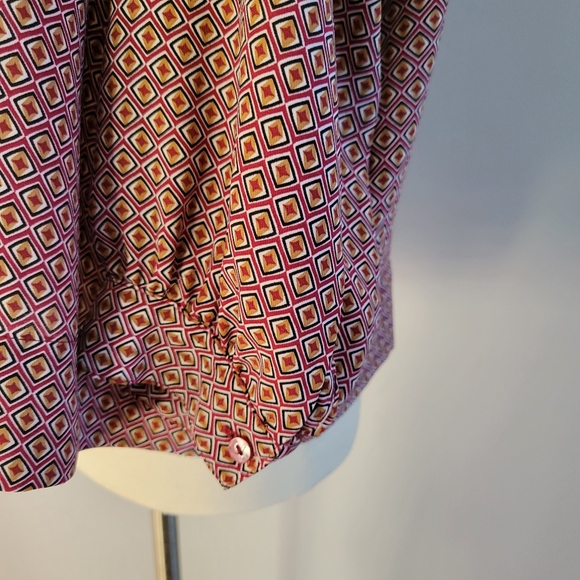 Rachel Zoe Long Sleeve Tie Neck Geometric Print Pull Over Top M - Picture 6 of 11